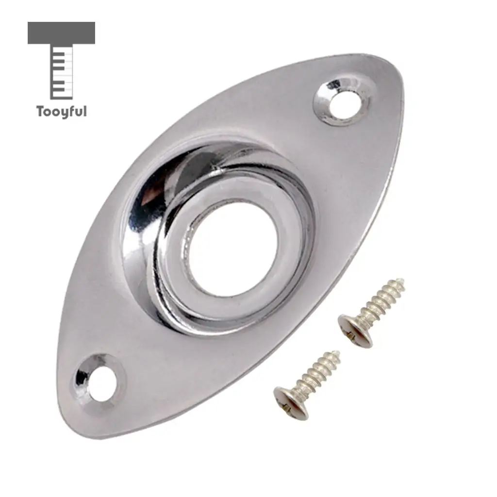 Tooyful 2pc Electric Bass Guitar Jack Output Input Socket Cover Plate with 2 Mounting Screws for Oval Style