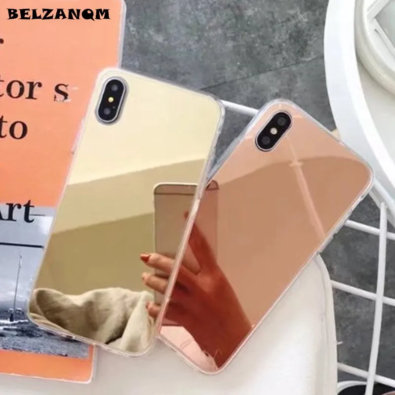 

Luxury Mirror Phone Case for iPhone X Cases 10 for iPhone 4 4S 5 5S 6 6S 7 8 Plus Back Cover Soft TPU Full edge Protection Cases