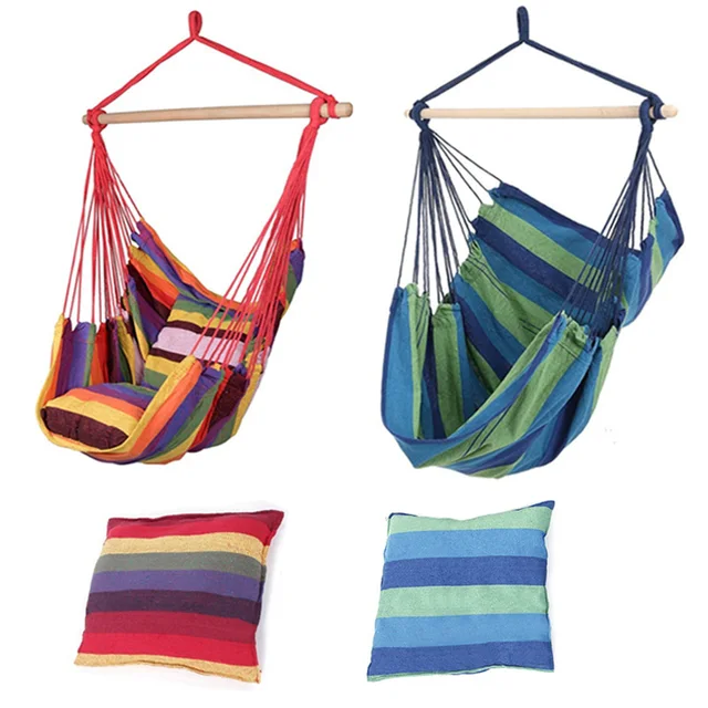 Special Offers Outdoor Swing Chair Garden Hammock Chair Hanging Swing Bed Chair Seat With 2 Pillows Adults Kids Leisure Swing Chairs 130x100cm