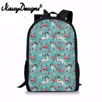 

School Bag for Teenager Boy Girl Kawaii Dachshund Dog Floral Print Primary Children Bookbag Bagpack 2018 Student Bag