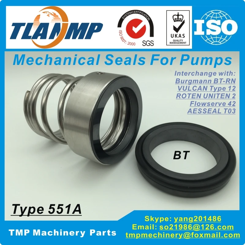 551A механические уплотнения со стационарным сиденьем BT(d = 12~ 35 мм)-Burgmann BT-RN, VULCAN 12, Flowserve 42, ROTEN R2, UNITEN U2, AESSEAL T03