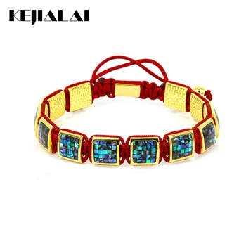 

Famous Brand Braiding Macrame Men Bracelet Shell Square Beads Claret-red Macrame Luxury Style for Men Women Pulseira Masculina