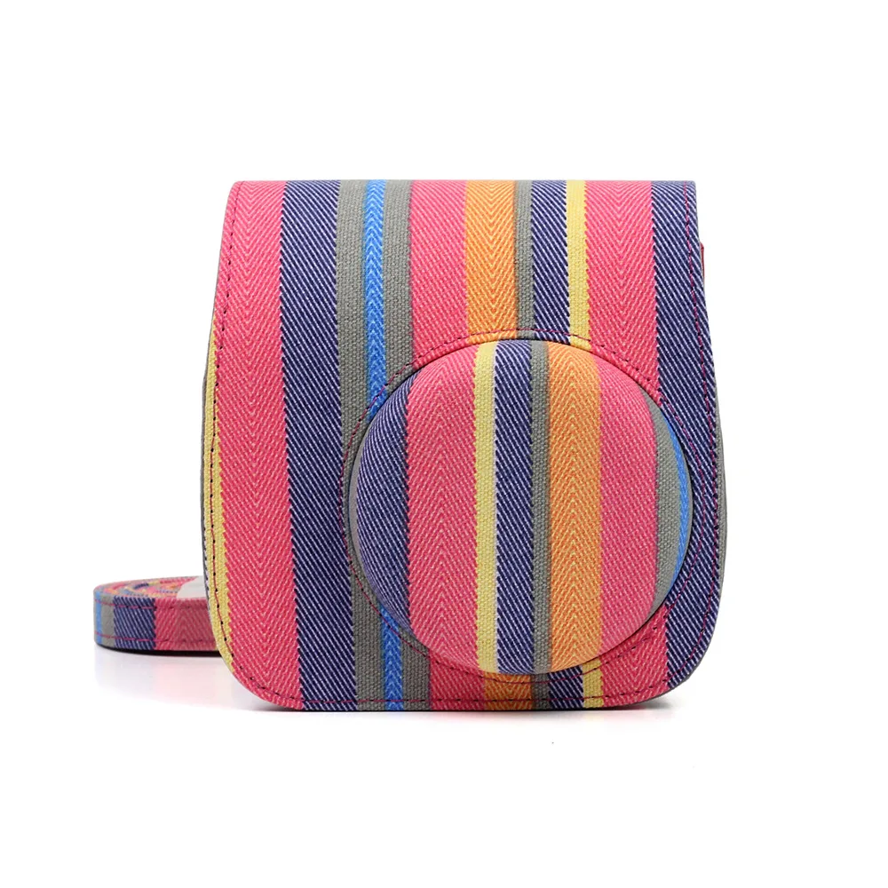 

Fujifilm Instax Mini 9 Mini 8 Camera Accessories Stripe Canvas Instant Camera Shoulder Bag Protector Cover Case Pouch