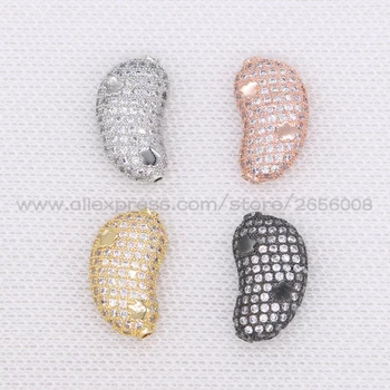

8Pcs Micro pave bean Charm side hole pendant Handcrafted jewelry Accessories Mix colors Cubic Zircon druzy Gems jewelry 1572