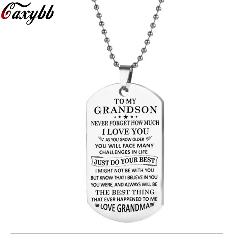 

Fashion To my Grandson i Love You Gifts Stainless Steel Pendants Family Inspirational Mens Necklace Jewelry Love Present Gift