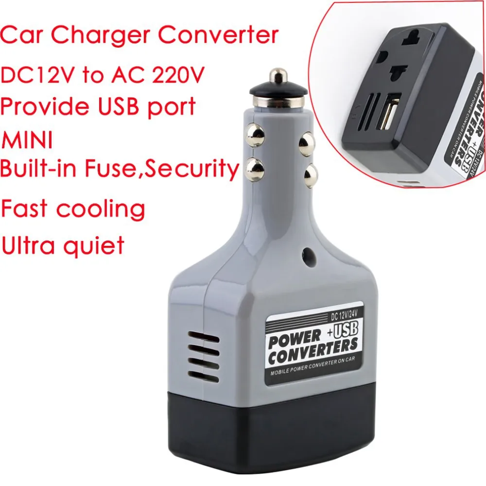 DC 12/24V to AC 220V USB 6V Car Mobile Power Inverter Adapter Auto Car Power Converter Charger Used for All Mobile Phone Hot