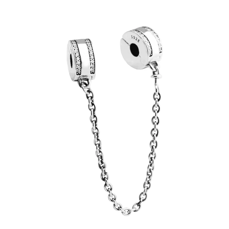 

Pandulaso Insignia Safety Chain Beads Fashion DIY Jewelry Fit Charms Silver 925 Original Bracelet Women Beads for Jewelry Making