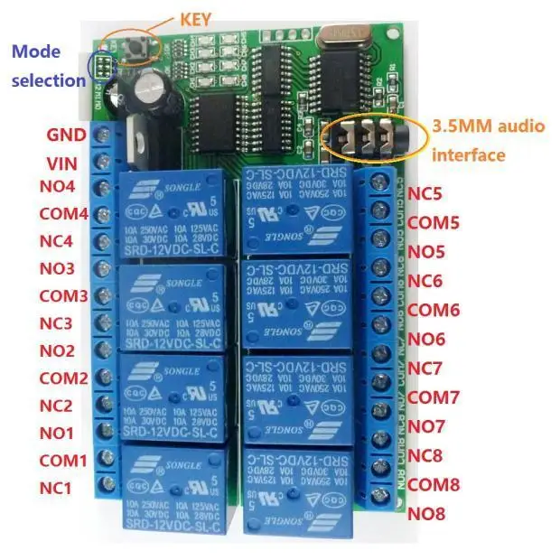 DC 12V 8CH DTMF Реле MT8870 телефонный декодер голоса пульт дистанционного управления