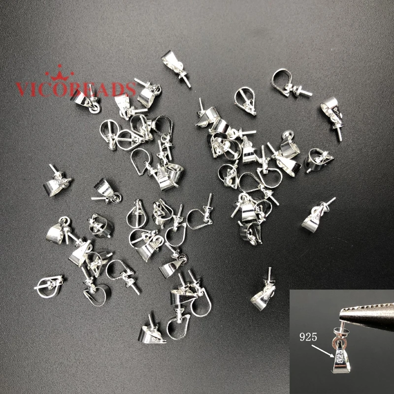 50 шт много ювелирных изделий 925 посеребренные бусины крышки соединители для кулонов хороший