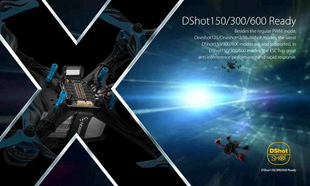 Щеточный электронный регулятор скорости Hobbywing 4in1 XRotor Micro 40A от 2 до 5 лет Размеры S