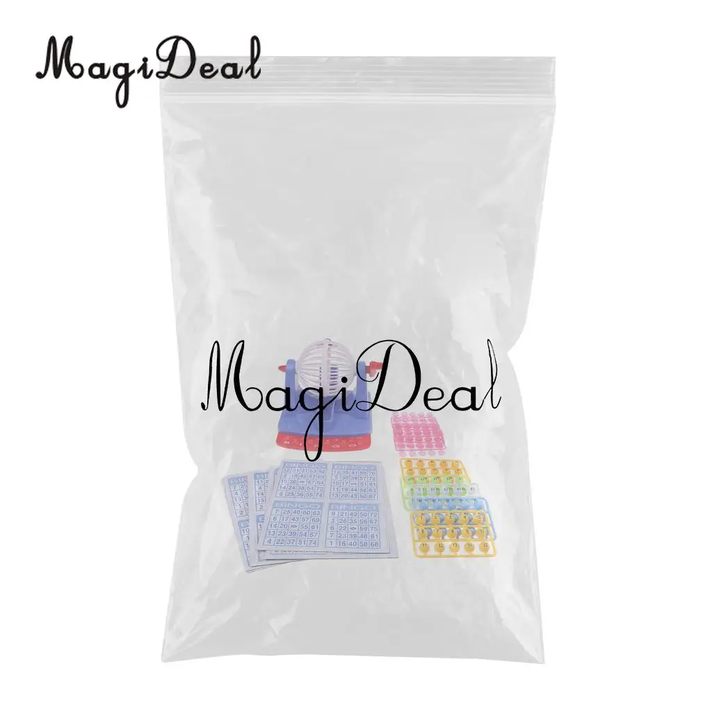 Plastic Bingo Game Set with Cage Card and Balls Full Game for Kids Children Traditional Games
