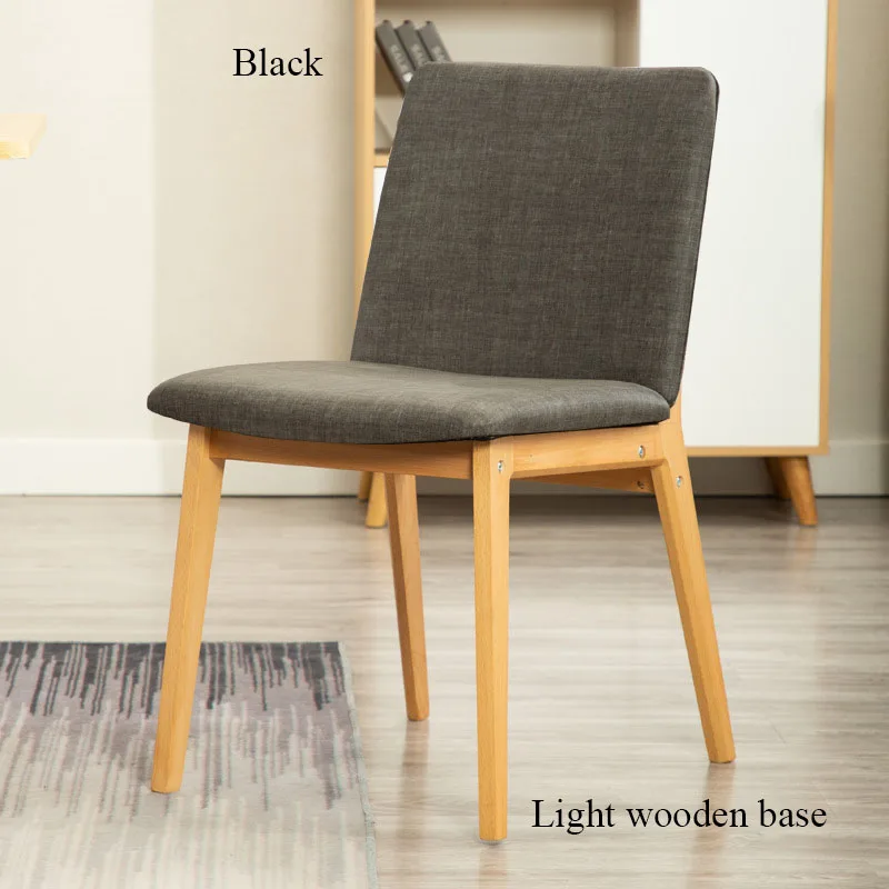 Nordic Home Furniture Minimalist Bedroom Study Chair Solid Wood Back Office Restaurant Meeting Coffee Hotel Dining Modern Chairs - Цвет: Wooden base Black