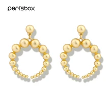 Серьги-гвоздики Peri'sBox Boho золотого цвета Полумесяца для женщин, открытые серьги из бисера, круглые серьги, ювелирные изделия, геометрические серьги Oorbel