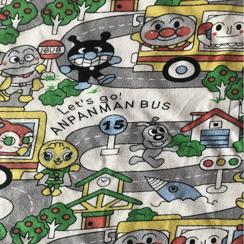 Тонкая трикотажная ткань с рисунком из мультфильма Anpanman хлопок/лайкра Bus Cat
