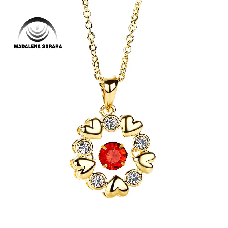 

MADALENA SARARA AAA Synthetic Quartz Stone Smart Rotation FashionMulti-Heart Pendant Necklace S925 Chain Necklace