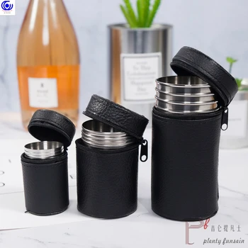 

Outdoor Folding portable travel 4pcs per bag 304 Stainless Steel cups Set Free Bags Wine Beer Whiskey tea cup sets