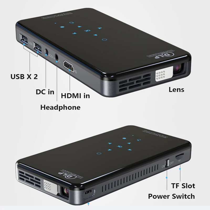 Smartidea x2 projetor dlp hd portátil, android 7.1, wifi, bluetooth 4.1, bolso, hd, beamer miracast airplay-2