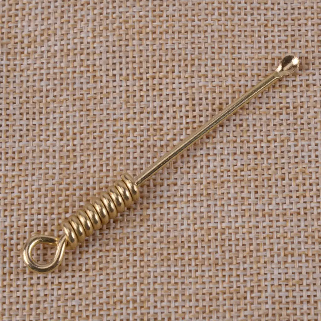 LETAOSK 7.3cm Yellow Handmade Wire Sculpture Brass Keychain Key Ring Pendant Earpick Tool Accessories Cleaner Ear Stick Curette |