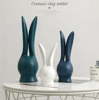 

3pcs ceramic white EASTER rabbit home decor craft room BUNNY Bunnie handicraft ornament porcelain animal figurine decoration