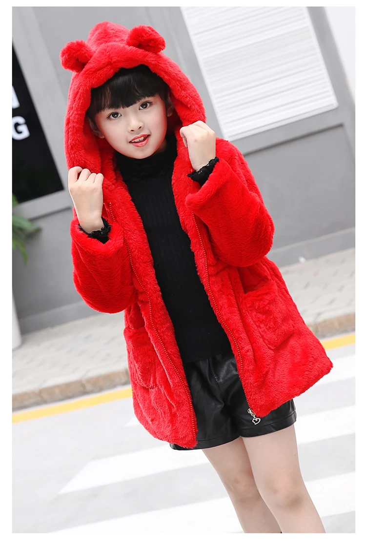 New 2019 Winter Baby Girls Clothes Faux Fur Fleece Coat Pageant Warm Jacket Snowsuit 2-10 Years Children Hooded Outerwear |
