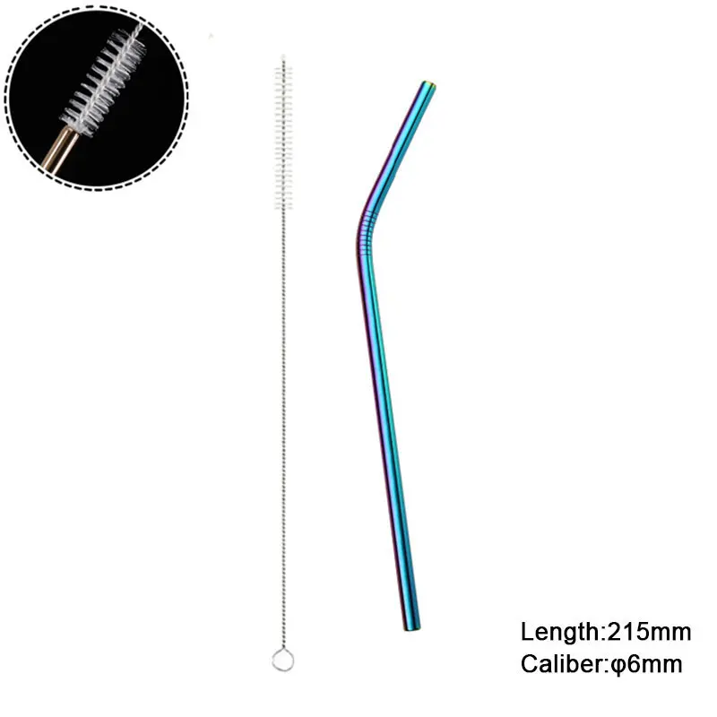 1 шт. Высококачественная многоразовая соломинка из нержавеющей стали 304, металлическая соломинка с чистящей щеткой для кружек 20 унций,, логотип на заказ - Цвет: Colour B