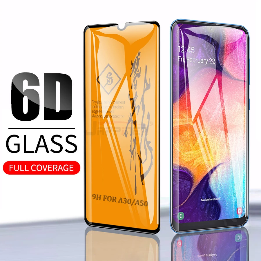 100 шт./лот 6D закаленное стекло для Galaxy A50 A30 A40 A60 A70 A80 A90 полная защита экрана