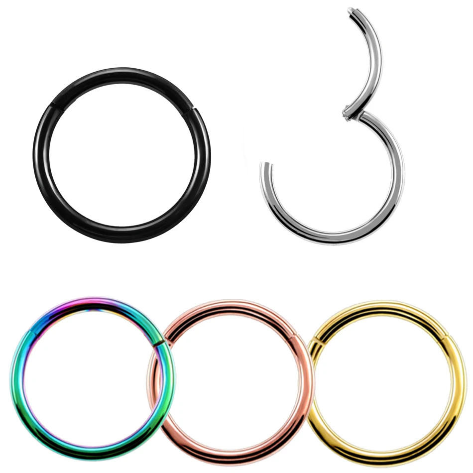 

1PC Steel Hinged Segment Nose Septum Hoop Ring 14g 16g 18g Lip Nipple Clicker Eyebrow Earring Helix Tragus Piercing Body Jewelry