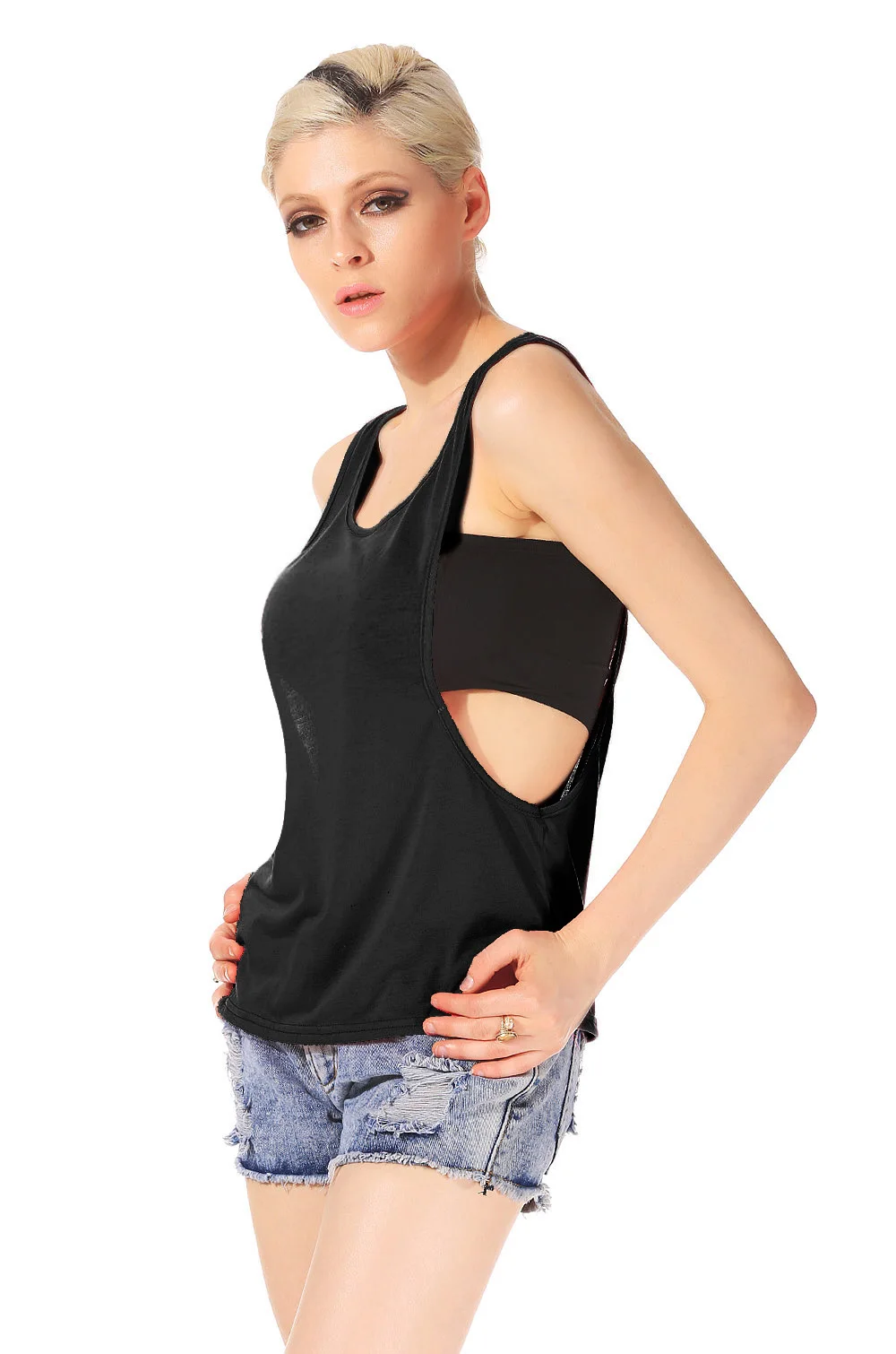 Summer Women Sexy Casual Vest Sleeveless Solid Open Side Tank Tops 