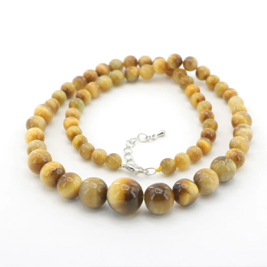 1 Natural golden tiger stone necklace Jasper (3)