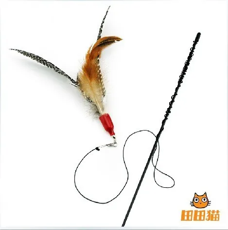 

Bird feather wand cat toy pole toys for kitten ferret playing sticker