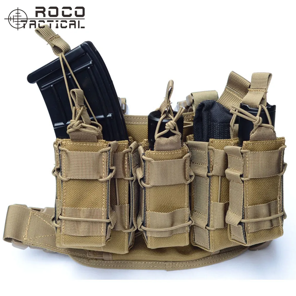 

ROCOTACTICAL Military Drop Leg Bag Leg Rig with Attached Magazine Pouch & Torch Holder Leg Thigh Rig Holster Pistol Magazine