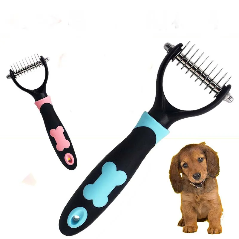 

1pc PC Dog Pet Cat Fur Dematting Grooming Deshedding Trimmer Tool Comb Brush 10 Blade