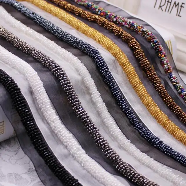 20Yards Width 4CM Handmade Pearls Beading Lace Trim DIY Sewing Clothing