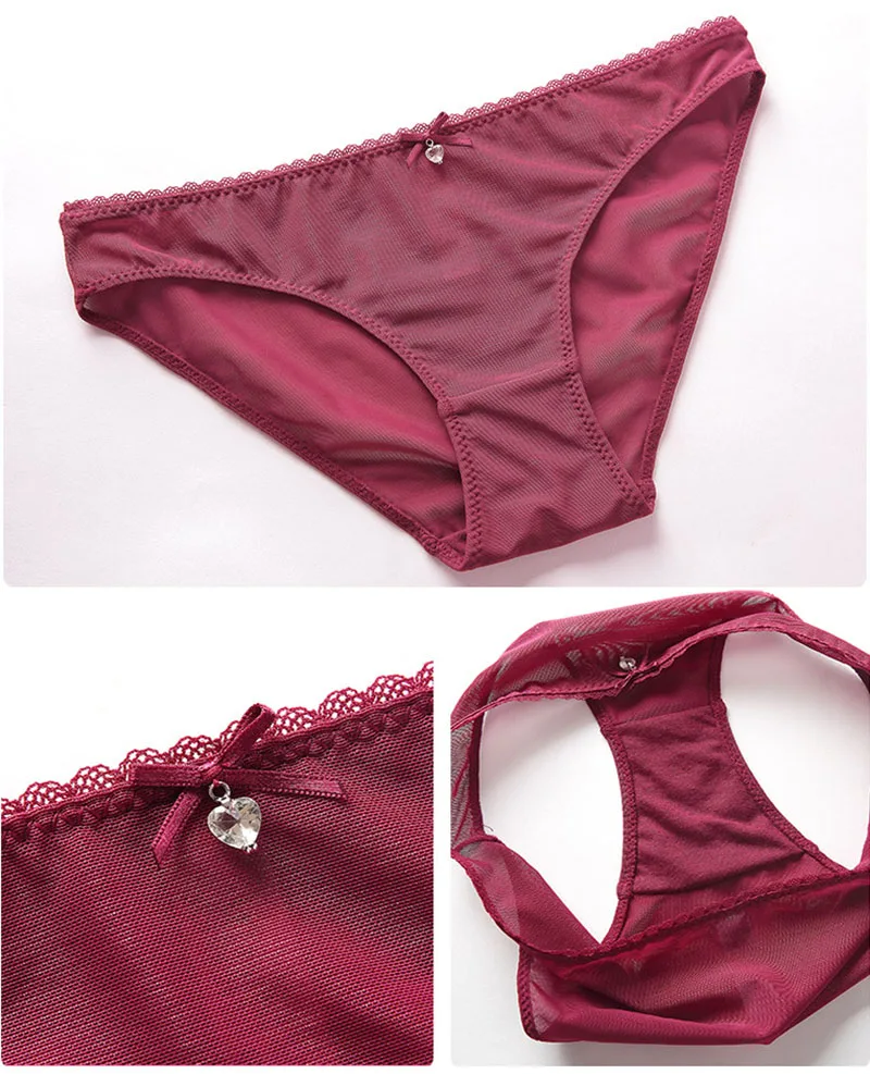 Women Mesh Bra Set Sexy Seamless Push Up Underwire Thin Cup Back Closure Underwear Bras (15)