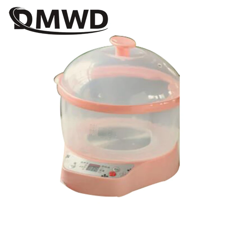 DMWD, электрическая керамическая мультиварка, 0.8л, кастрюля для тушения воды, мини, детское питание, каша, завтрак, приготовление пищи, скворечник, суп, котел, пароварка - Цвет: Розовый