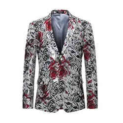 Классический мужской пиджак большого размера 6XL деловой Банкетный блейзер с цветами Мужское пальто Высококачественная жаккардовая ткань