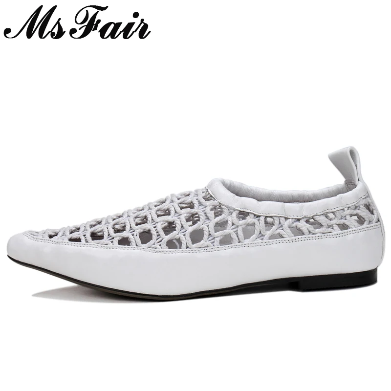 

MsFair Pointed Toe Shallow Flats Shoes Woman Fashion Hollow Out Women Brand Flat Shoes Zapatos Mujer 2018 Solid Flat Shoes Women