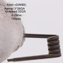 XFKM Ni80/A1/SS316 Alien v2 Spulen Für RDA RTA Zerstäuber Elektronische Zigarette Vape Stift Zubehör 100 Stück/box Alien V2 Spule