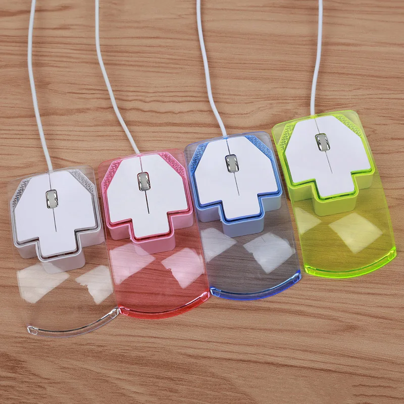 

FFFAS Cute Transparent Led Optical Wired Mouse Shining Night Light Small Mini Fashion Mouse For Computer PC Laptop Desktop USB