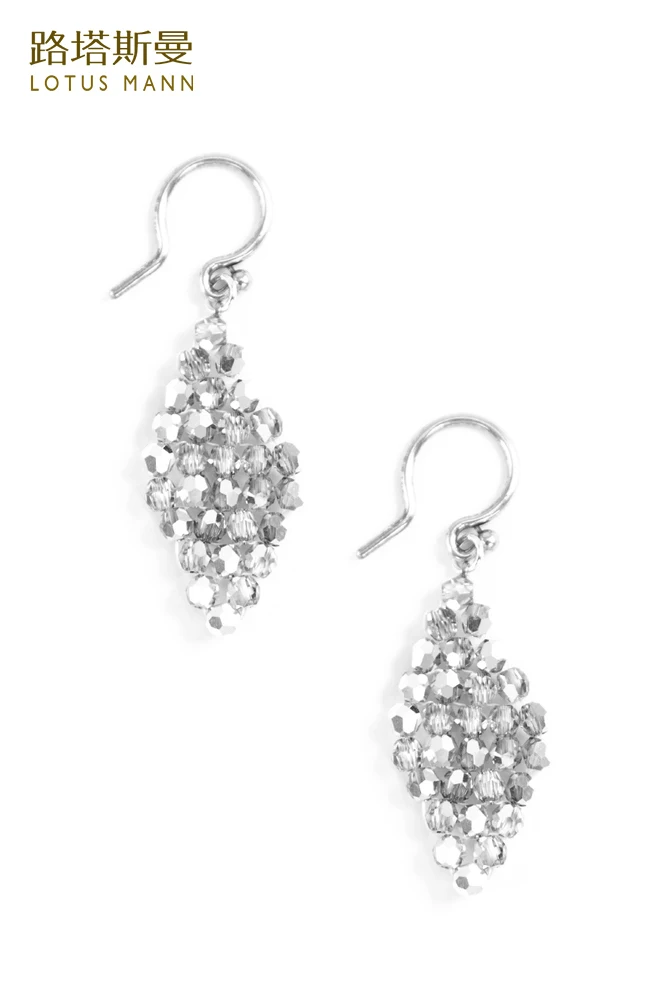 

Lotus Mann phantom of the silver hand woven crystal Sterling silver French ear hook earrings