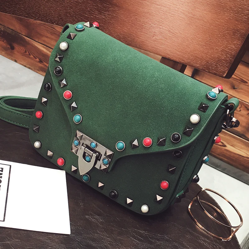 

2016 new small package bag Korean frosted rivet shoulder bag hand bag small Satchel
