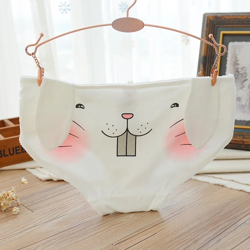 jamular Women Underwear Cute Cartoon Panties 3D Rabbit Ear Funny Briefs Girls Underpants Lingerie Culotte Female Cotton Panty