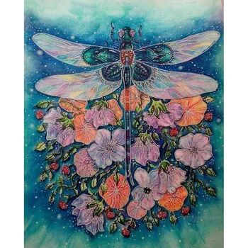 

Diamond Painting Dragonfly Flower30*40cm Size Home Wedding Decoration DIY Painting Resin Hand Carft