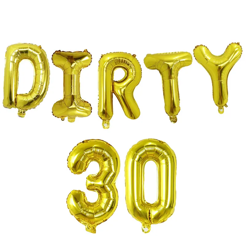 7pcs Lot Rose Gold Dirty 30 Thirty 30th Birthday Party Decoration