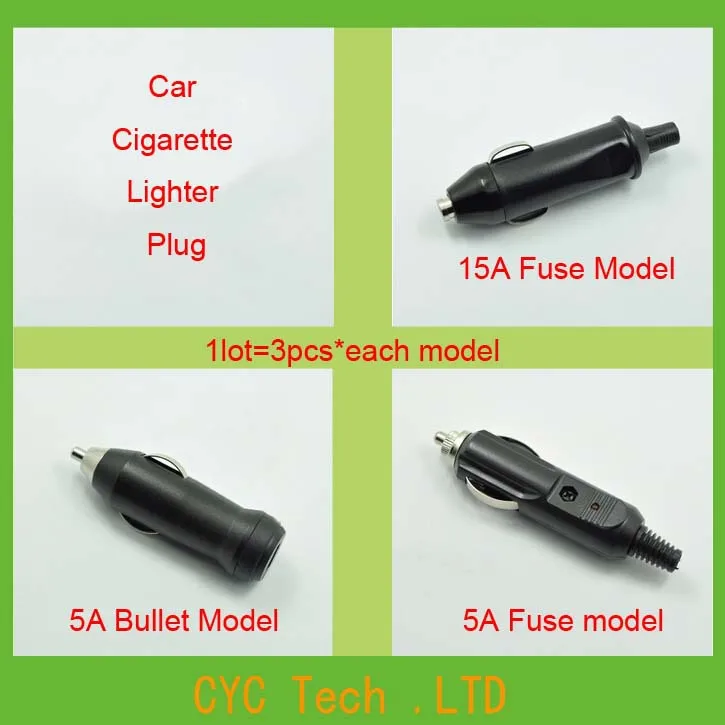 1lot=3model High Quality 12V 24V Car Cigarette Lighter Plug Jack Cigar Power Connector Fusedin