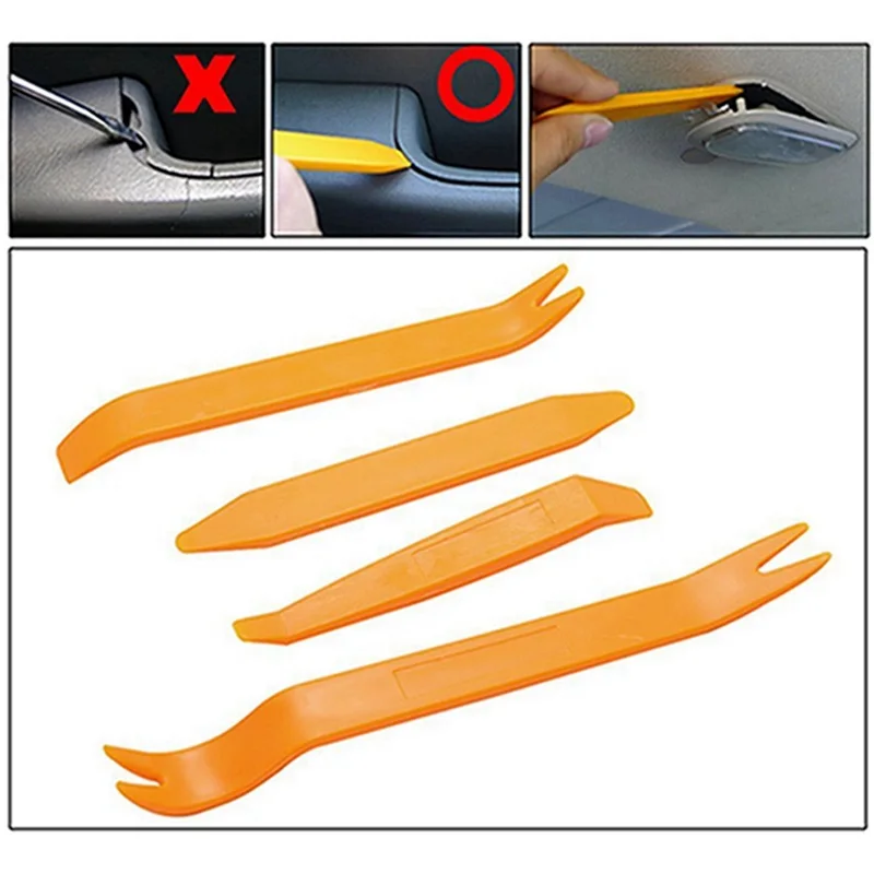 4 Pcs Universal Car Dashboard Door Audio Removal Installer Clip Pry Tool Panel Molding Clip Trim Open Plastic Pry Tool Set