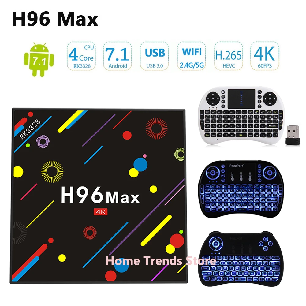 

H96 MAX H1 TV Box Update version H96 Max H2 Android 7.1 4G 32G Set Top Box RK3328 2.4G/5G Wifi Bluetooth 4.0 4K Media Player