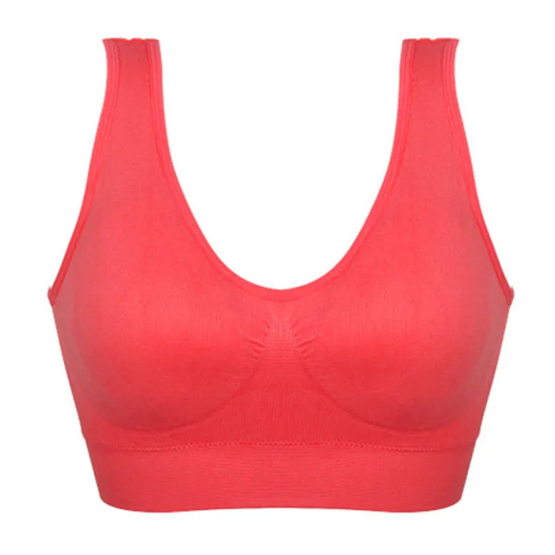 Женское дышащее нижнее белье для девушек, спортивные бюстгальтеры для йоги, женские бесшовные одноцветные бюстгальтеры для фитнеса, топы, S-3XL - Цвет: Красный