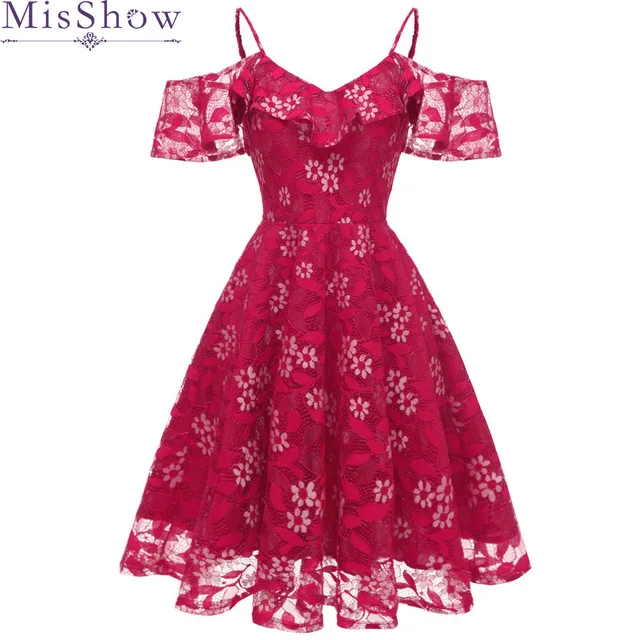 Коктейльные платья длиной до колена,, Розовое Кружевное короткое вечернее платье на тонких бретелях без рукавов, халат - Цвет: Burgundy