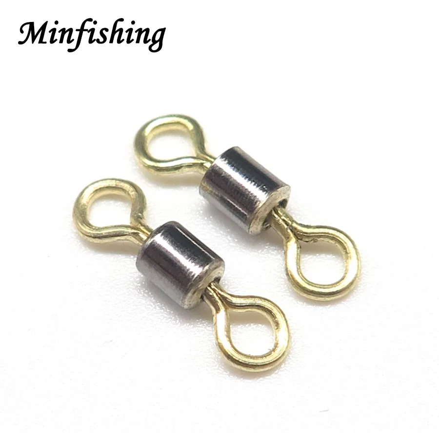 

Minfishing 50PCS Double Color Rolling Swivel Ball Bearing Swivel Gold Rings Fishing Swivel Fishing Hook Accessories Tackle